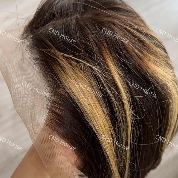 🔥 12" Lace Front Bob Wig Wavy Black Blonde Highlight 150% Final Sale! - Picture 5 of 6